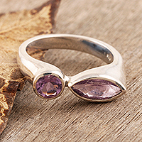 Amethyst cocktail ring, 'Attraction' - Amethyst cocktail ring