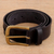 Men's black leather belt, 'Timeless Style' - Men's Black Leather Belt with Brass Buckle