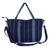 Cotton tote, 'Tactic Stripes in Navy' - Handwoven Striped Cotton Tote in Navy from Guatemala