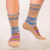 Hand-knit slipper style socks, 'Chai Tea' - Hand-Knit Geometric Patterned Thick Slipper Style Socks