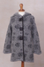 Alpaca blend hooded sweater coat, 'Op Art' - White and Grey Baby Alpaca Blend Hooded Sweater Coat