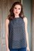 Cotton blouse, 'Dancing Paisleys' - Paisley Motif Block-Printed Cotton Blouse from India