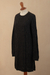 100% baby alpaca sweater, 'Long Lines in Charcoal' - Charcoal Alpaca Tunic Sweater Dress (image 2c) thumbail