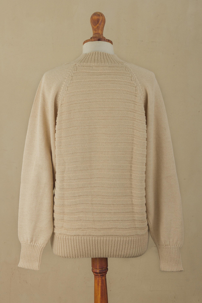 Pullover aus Alpaka-Mischung - Pullover aus Alpakamischung mit geflochtenen Details und Rundhalsausschnitt aus Peru