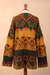 Alpaca art knit cardigan, 'Chevere' - Baby Alpaca Blend Geometric Motifs Knit Cardigan Sweater