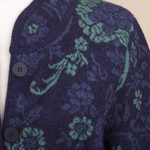 Baby alpaca long cardigan, 'Blue Dream Garden' - Blue Floral Jacquard Knit Alpaca Cardigan