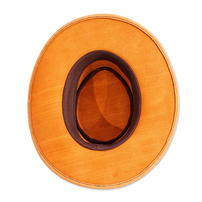 Sombrero de cuero para hombre, 'Cattleman Ranger' - Sombrero de cuero para hombre Golden Tan