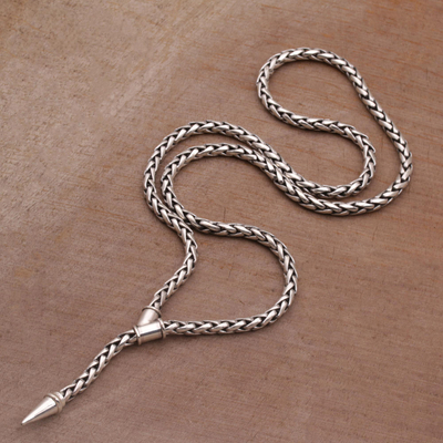 Sterling silver Y necklace, Snaking Tail