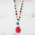 Multi-gemstone pendant necklace, 'Springtime Hot Pink' - Brazilian Hot Pink Jade & Multi-Gemstone Necklace