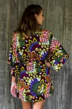 Rayon robe, 'Jungle Groove' - Multicolored Floral Rayon Robe in Rosewood from Indonesia