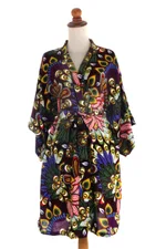 Rayon robe, 'Jungle Groove' - Multicolored Floral Rayon Robe in Rosewood from Indonesia