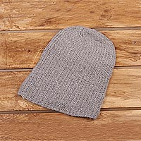 Cashmere hat, 'Winter Promise' - Knit Cashmere Hat in Taupe from India