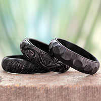 Wood bangle bracelets, 'Glorious Goa' (set of 3) - Hand Made Mango Wood Bangle Bracelets (Set of 3)