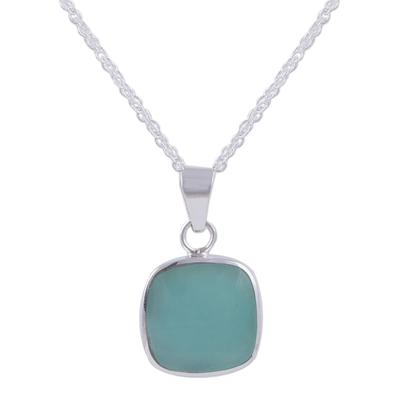 Opal pendant necklace, 'Window' - Handcrafted Andean Sterling Silver Necklace with Opal