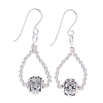 Sterling silver dangle earrings, 'Floral Myth' - Thai Sterling Silver Floral-Motif Dangle Earrings