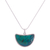 Chrysocolla pendant necklace, 'Blue-Green Crescent Moon' - Crescent Chrysocolla Long Pendant Necklace from Peru