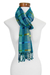 Cotton scarf, 'Fresh Lagoon' - Hand Loomed Blue and Green Cotton Scarf