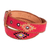Leather and cotton belt, 'Diamond Stars in Red' - Hand Woven Red Cotton and Leather Belt (image 2b) thumbail