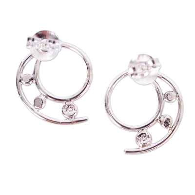 Silver drop earrings, 'Silver Twirl' - 925 Sterling Silver Spiral Drop Earrings from Mexico