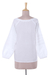 Cotton tunic, 'White Harmony' - Viscose Embroidered Cotton Tunic from India