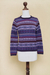 100% alpaca sweater, 'Purple Poppy' - Knit 100% Alpaca Snowflake Pattern Pullover Sweater (image 2c) thumbail