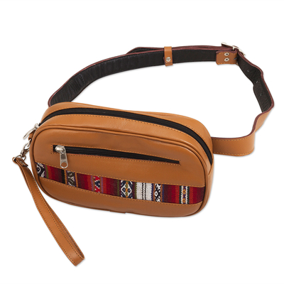 Saddle Brown Belt Bag and Wristlet from Peru