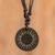 Jade pendant necklace, 'Mayan Sunlight' - Black Jade Sun Pendant Necklace from Guatemala (image 2) thumbail