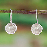 Sterling silver drop earrings, 'Nature's Treasures' - Hand Made Sterling Silver Round Drop Earrings from Mexico