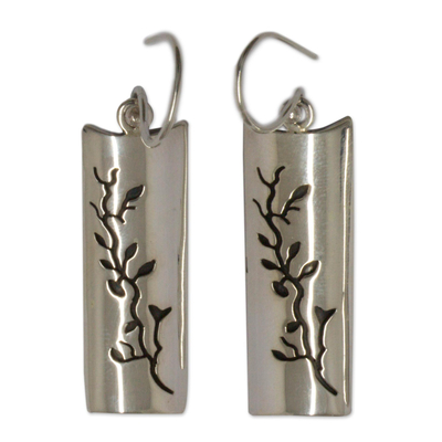 Silver flower earrings, 'Cherry Tree' - Artisan Crafted Taxco Silver Hook Earrings from Mexico
