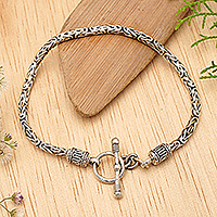 Sterling silver braided bracelet, 'Balinese Grace' - Balinese Style Sterling Silver Chain Bracelet