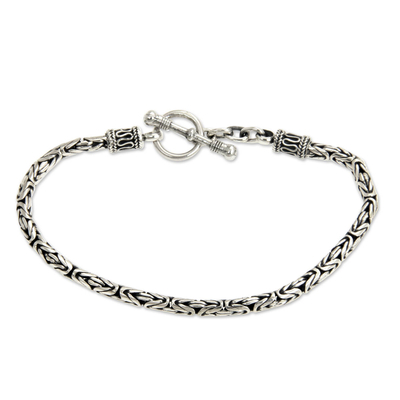 Sterling silver braided bracelet, 'Balinese Grace' - Balinese Style Sterling Silver Chain Bracelet