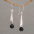 Onyx dangle earrings, 'Floral Cones' - Onyx and Sterling Silver Floral Dangle Earrings from Bali (image 2b) thumbail