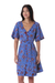 Cotton tunic-style dress, 'Garden Bliss' - Floral Printed Cotton Tunic-Style Dress in Cerulean (image 2c) thumbail