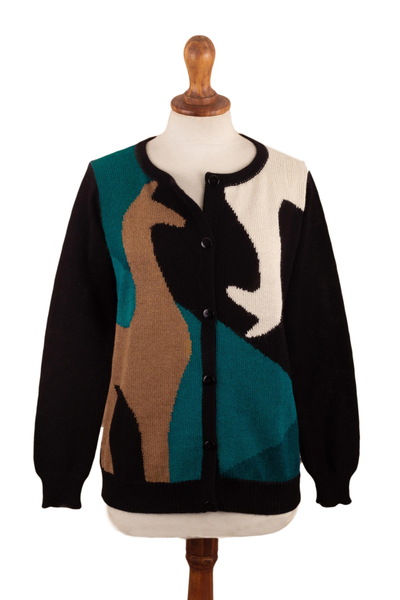 strickjacke aus 100 % Alpaka - Kunsthandwerklich gefertigter Lama-Cardigan aus 100 % Alpaka
