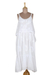 Embroidered cotton sundress, 'Summer Paisley in White' - White Embroidered Cotton Sundress with Spaghetti Straps