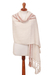 Alpaca blend shawl, 'Snow of the Andes' - Handwoven Alpaca Blend Shawl in Warm White from Peru