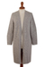 Alpaca blend cardigan, 'Grey Textures' - Long Alpaca Blend Cardigan (image 2a) thumbail
