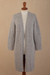 Alpaca blend cardigan, 'Grey Textures' - Long Alpaca Blend Cardigan (image 2b) thumbail
