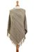 100% alpaca poncho, 'Captivating Stripes in Beige' - Striped 100% Alpaca Poncho in Beige from Peru