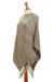 100% alpaca poncho, 'Captivating Stripes in Beige' - Striped 100% Alpaca Poncho in Beige from Peru