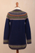 100% alpaca cardigan sweater, 'Blue Peru' - 100% Alpaca Dark Blue Tunic-Style Button-Down Sweater (image 2e) thumbail