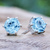 Blue topaz stud earrings, 'Catch a Star in Light Blue' - Artisan Crafted Blue Topaz and Sterling Silver Stud Earrings (image 2b) thumbail