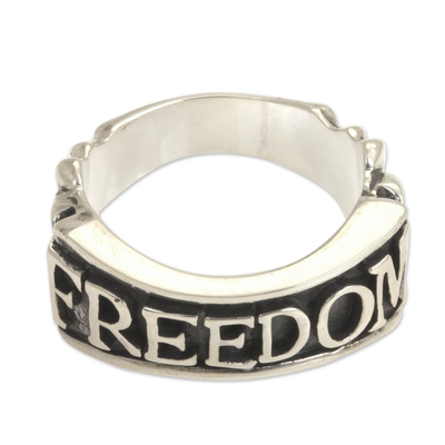 Men's sterling silver ring, 'Glorious Freedom' - Men's Handcrafted Sterling Silver Band Ring