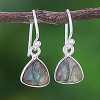 Labradorite dangle earrings, 'Romance Beach'