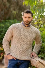 Men's wool sweater, 'Aran Islands Classic' - Men's Irish Wool Pullover Sweater