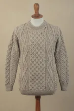 Men's wool sweater, 'Aran Islands Classic' - Men's Irish Wool Pullover Sweater