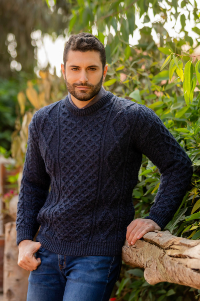 Men's Irish Wool Pullover Sweater - Aran Islands Classic | NOVICA