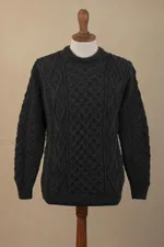 Men's wool sweater, 'Aran Islands Classic' - Men's Irish Wool Pullover Sweater