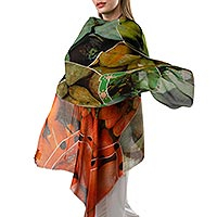 Modal shawl, 'Nature's Bounty' - Fruit and Vegetable Print Shawl