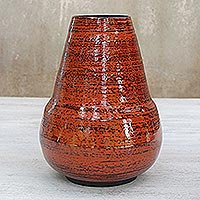 Lacquered bamboo vase, 'Lava' - Lacquered bamboo vase